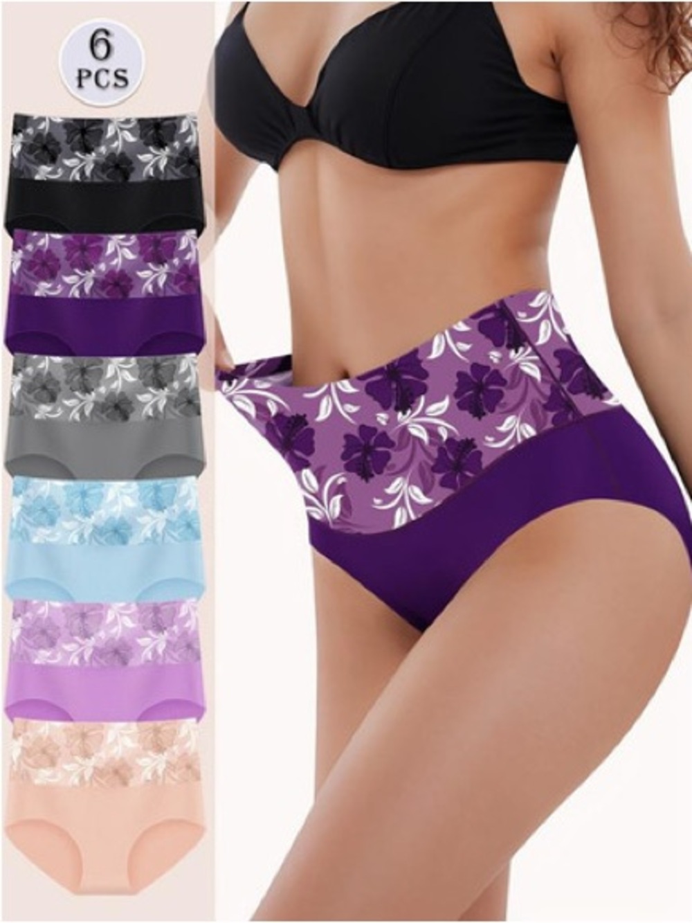 High-Waist Floral Comfort Women’s Shorts - Purple
